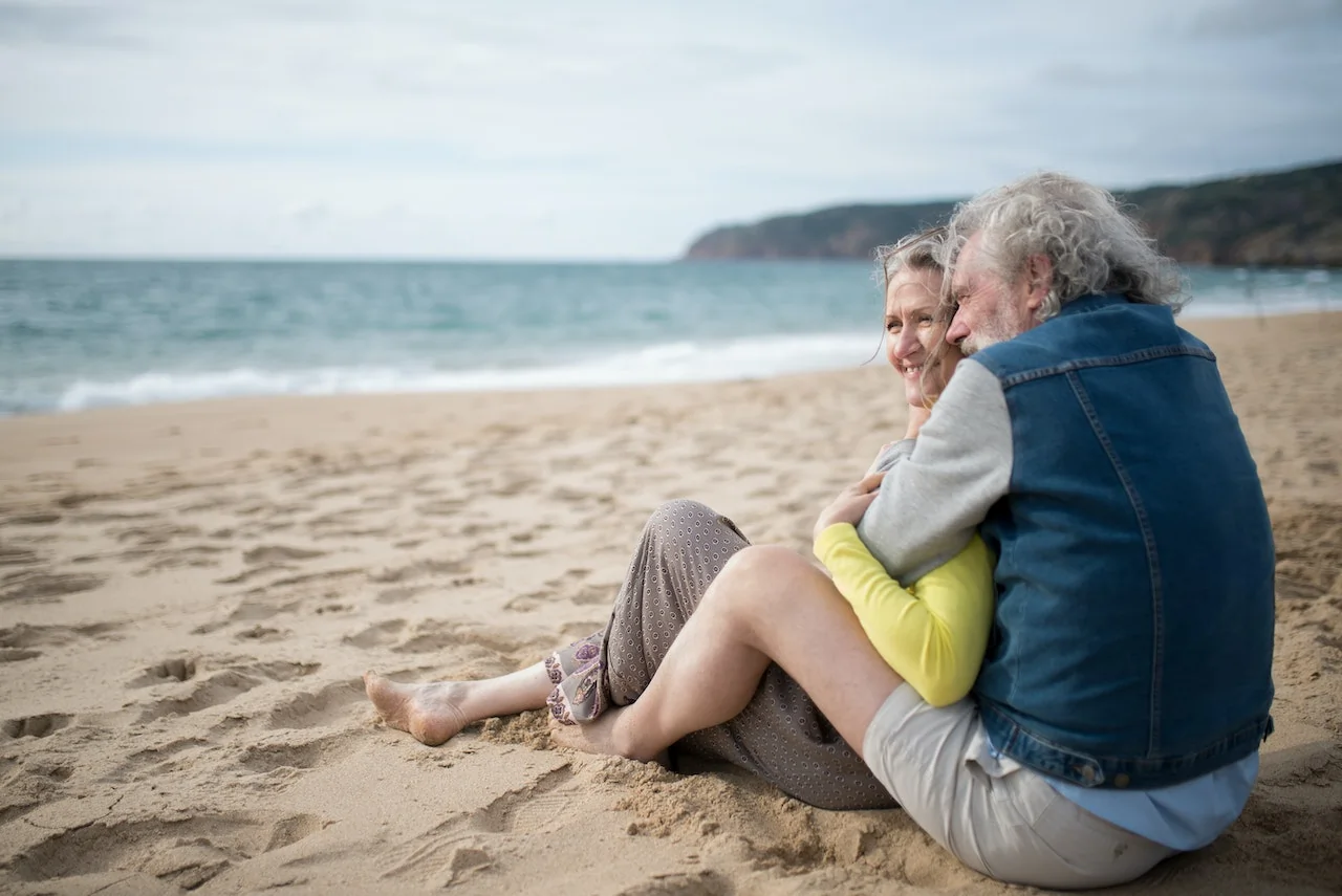 Happy older couple on a project